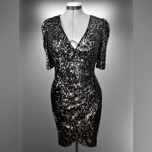 NWT Calvin Klein silver/gunmetal sequin party dress sz 10